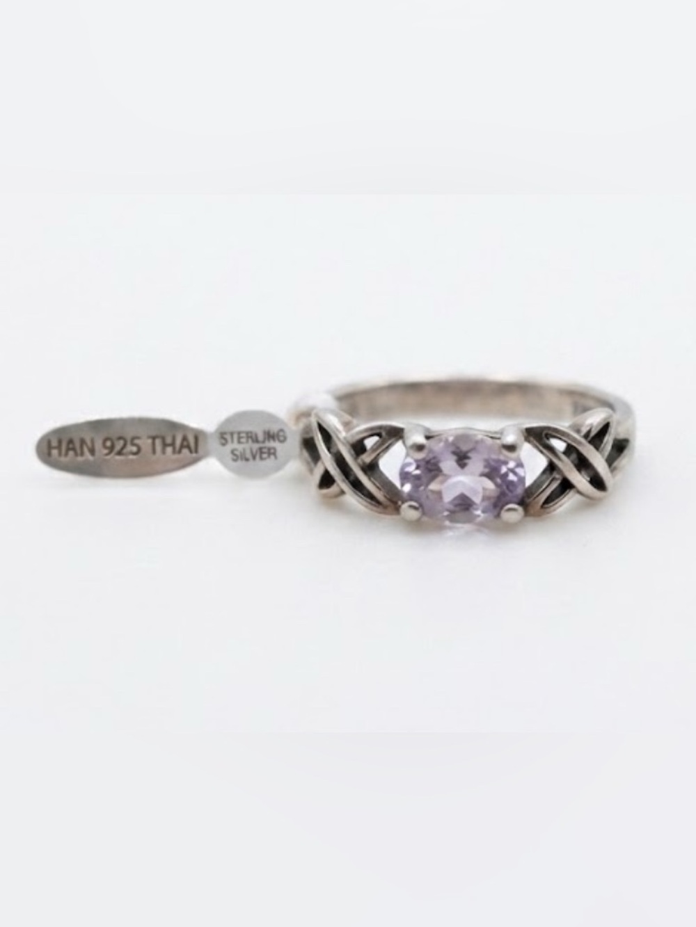 HAN 925 Thai Sterling Silver Ring with Amethyst Stone
